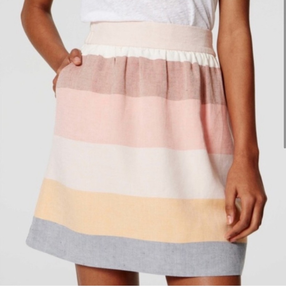 Ann Taylor LOFT Striped Stroll Linen Skirt